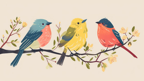 minimalistic less is more style of Cute little spring birds AI Generated ar 169 00104 03.jpg