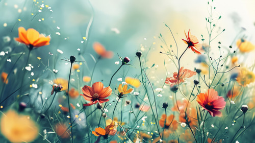 minimalistic less is more style of Colorful abstract spring wallpaper with flowers ar 169 00091 02.jpg