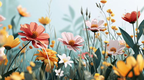 minimalistic less is more style of Colorful abstract spring wallpaper with flowers ar 169 00091 00.jpg
