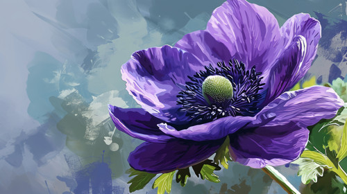 minimalistic less is more style of Purple anemone flower illustration clipart ar 169 00220 03.jpg