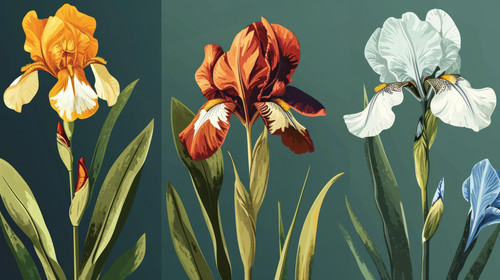 minimalistic less is more style of set of iris flowers floral vector illustration ar 169 00416 01.jpg