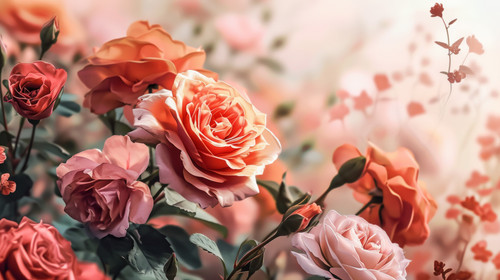 minimalistic less is more style of Rose and peach flowers background ar 169 00223 01.jpg