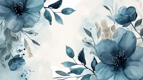 minimalistic less is more style of Set of blue and grey watercolor floral frame for wedding invitati.jpg