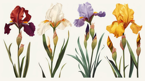 minimalistic less is more style of set of iris flowers floral vector illustration ar 169 00416 02.jpg