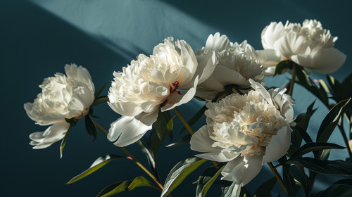 minimalistic less is more style of Romantic White Peony Blooms on Spring Background Perfect for Wall.jpg