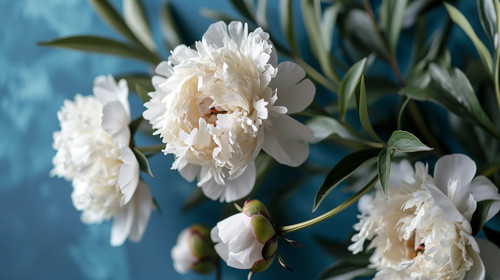 minimalistic less is more style of Romantic White Peony Blooms on Spring Background Perfect for Wall.jpg