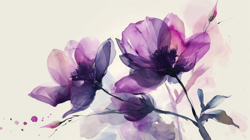 minimalistic less is more style of Purple Watercolor Vector Illustration of Vibrant Floral Beauty ar.jpg