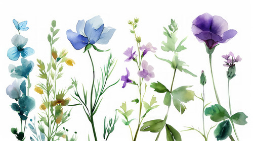 minimalistic less is more style of element illustration flax Isolated set background Watercolor flow.jpg