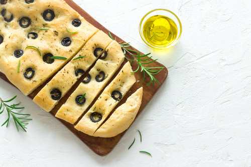 Traditional Italian Focaccia with  black olives and rosemary - homemade flat bread focaccia.jpg