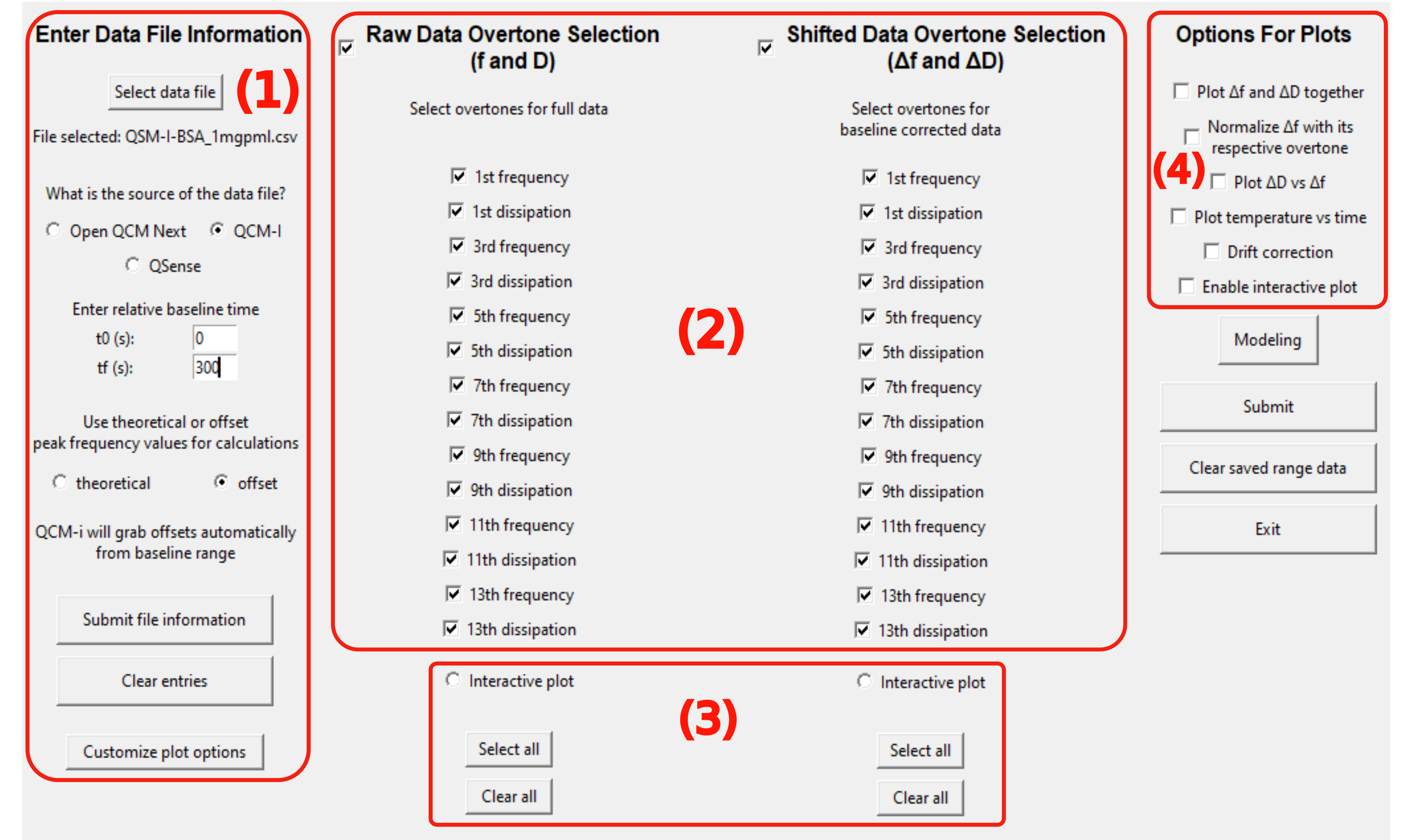 Figure 1 - pyQCM-BraTaDio UI for reference