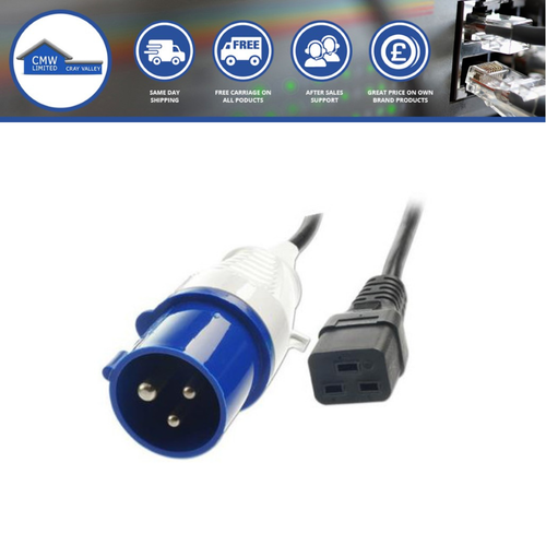 3m C19 To 16amp Commando Plug Lead Black.png
