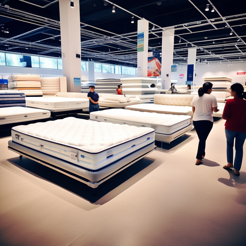 american style mattresses in a big store people seeing it 351495950.png
