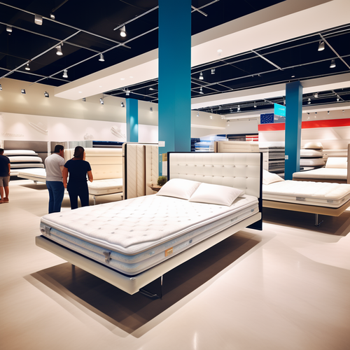american style mattresses in a big store people seeing it 250360243.png