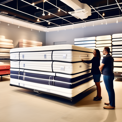 american style mattress store stack of mattress people seeing it 648337936.png