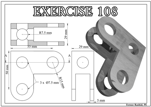 Practice 108 for FreeCAD Modeling.png
