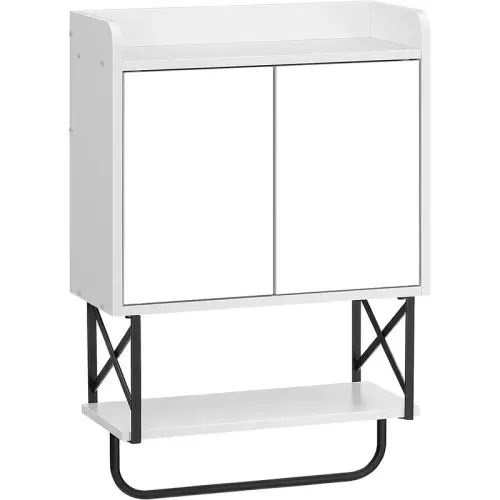 Bathroom Storage Cabinet with Mirror and Towel Rack Removable Shelf