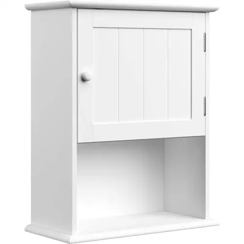 White Wall Mounted Cabinet Organizer with Open Shelves 20.5 in.
