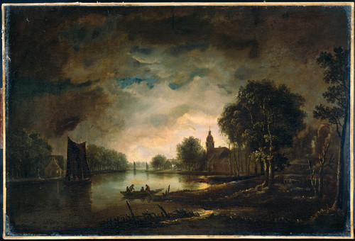 Neer, Aert van der (стиль) Вид на реку в лунном свете, 1750, 69,5 cm x 104 cm, Холст, масло