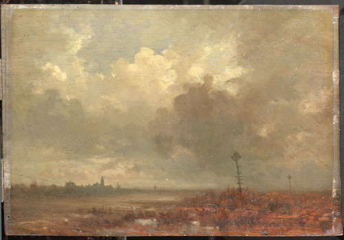 Mouilleron, Adolphe Вид на реку вечером, 1880, 19,5 cm x 28 cm, Дерево, масло
