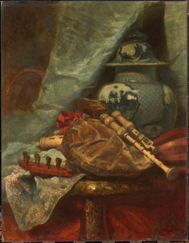 Mouilleron, Adolphe Натюрморт с волынкой, 1881, 70 cm x 55 cm, Дерево, масло
