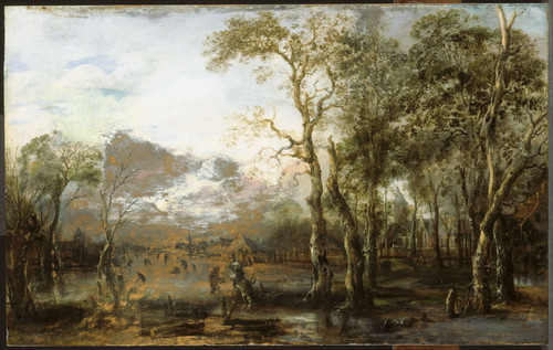Neer, Aert van der Пейзаж с охотником, 1640, 38 cm х 58,5 cm, Дерево, масло