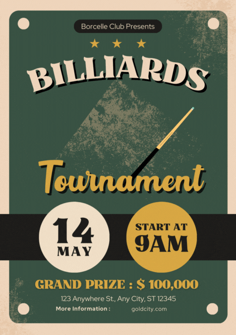 Green And Beige Billiards Tournament Illustrative Flyer.gif