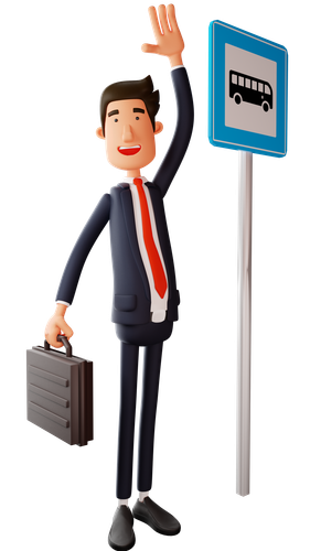 3d illustration 3d cartoon character of office worker standing at bus stop worker cartoon standing b.png