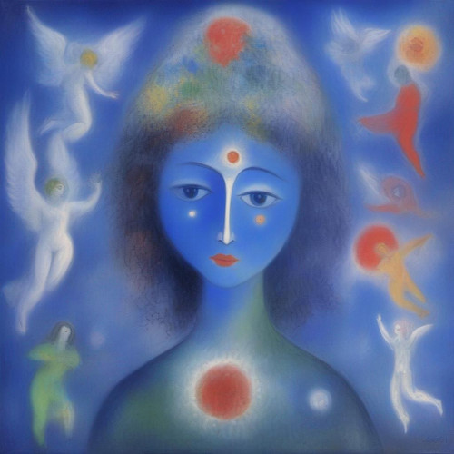 salviaspace blue psychic DMT faces beautiful painting by chagall and bright angelic spirit energies .jpg