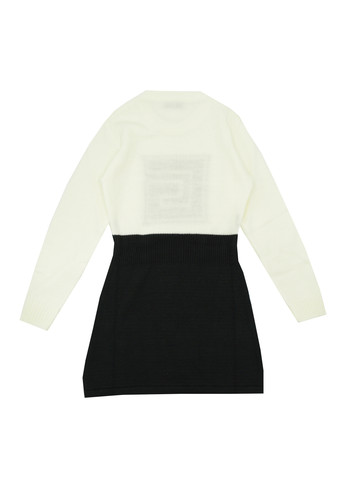 gaelle paris kids abito elegante lana panna nero logo bambina b.jpg