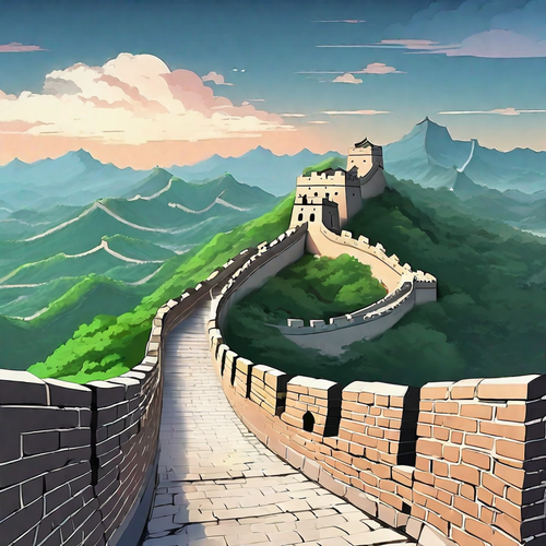 anime style background. Great wall of china