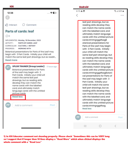 Educator Comment Issue In IOS.png