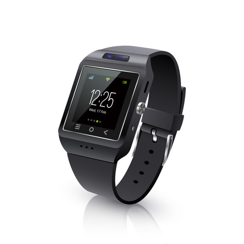 Smartwatch wearable computer accessory for timekeepnig and basic tasks wristwatch realistic black ve.jpg