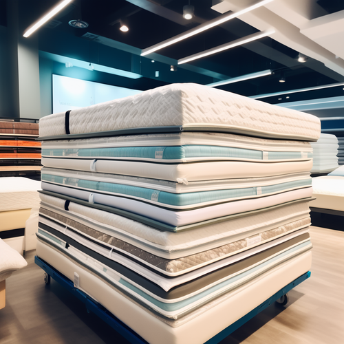 the stack of brand new mattresses on the bed in a mattress store lots of mattresses there 317115481 .png