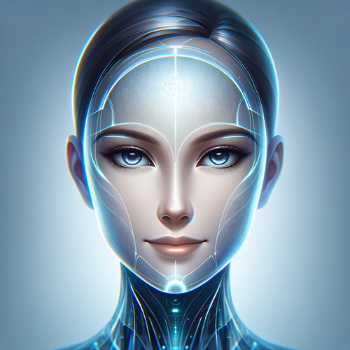 DALL·E 2023 12 19 09.58.53 A digital avatar for an AI chat named Sofia, featuring a sleek, modern de.png