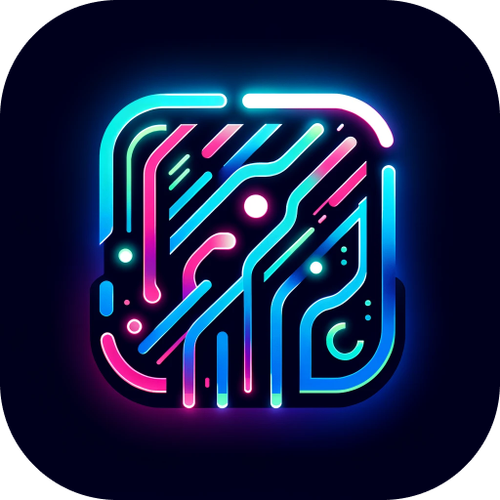 DALL·E 2023 12 19 12.01.05 Design a stylized logo for an app, following the cyberpunk neon aesthetic.png