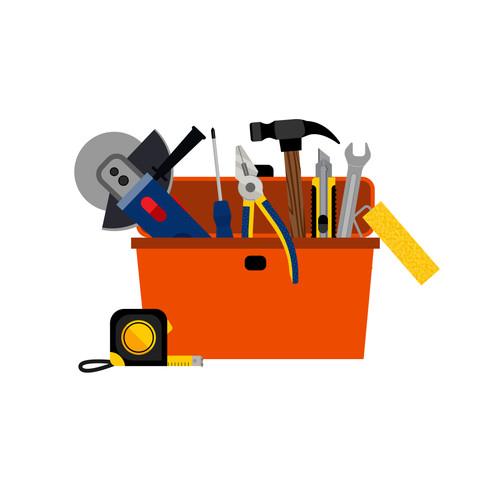 Toolbox for DIY house repair and home renovation with power and hand tools concept vector illustrati