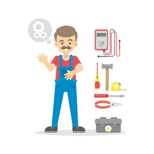 Isolated cartoon electrician on white background with tools..jpg