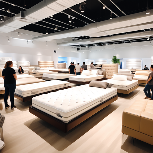lots of premium us style mattresses in the store people trying them 141704757.png