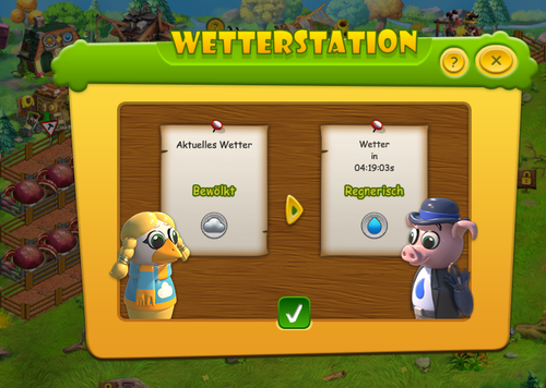 Diskrepanz von Wetter im Wetterhäuschen (sonnig) zu geöffnetem Bild der Wtterstation (bewölkt) - Welcher Wetterbonus ist wirksam ?