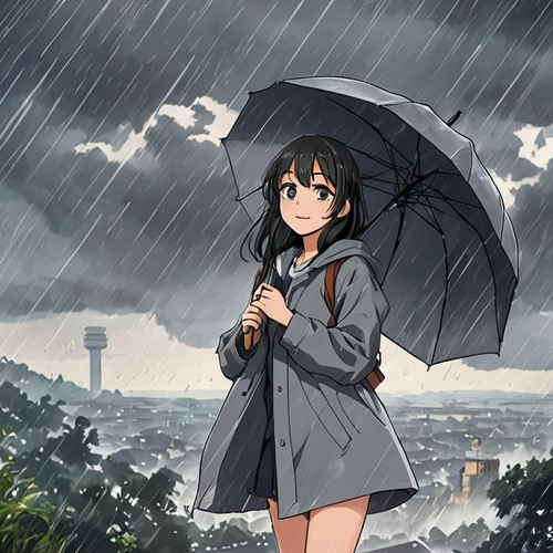 An+anime+girl+holding+an+umbrella+in+a+storm,+gray+raincoat,+(rain,+wind,+clouds),+happy,+hands+out,.jpg