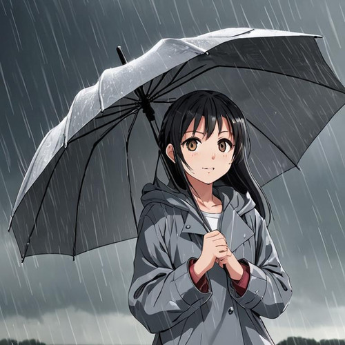 An+anime+girl+holding+an+umbrella+in+a+storm,+gray+raincoat,+(rain,+wind,+clouds),+happy,+hands+out,.jpg