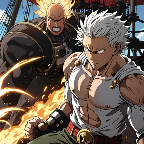 A+badass+One+Punch+Man+in+a+dynamic+epic+action+pose,+glowing+curly+manga+white+hair,+black+iron+arm.jpg