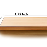 Wooden table foreground, tabletop front view, brown rustic countertop of wood surface. Retro dining 