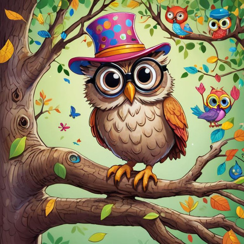 a+whimsical+world+filled+with+talking+animals.+Create+a+cartoon+image+that+features+a+wise+old+owl+w.jpg
