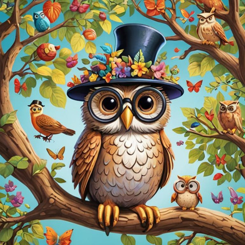 a+whimsical+world+filled+with+talking+animals.+Create+a+cartoon+image+that+features+a+wise+old+owl+w.jpg