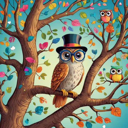 a+whimsical+world+filled+with+talking+animals.+Create+a+cartoon+image+that+features+a+wise+old+owl+w.jpg