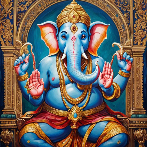 Painted+portrait+of+Ganesh+In+a+beautiful+and+bright+palace+,+who+has+a+right+tusk+and+does+not+have.jpg