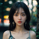 a beautiful young lady with a lot of long black hair . 