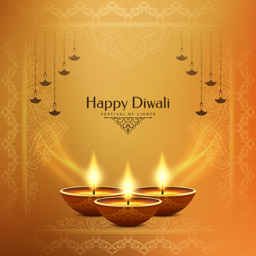 Bright yellow stylish Happy Diwali festival background vector