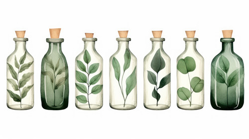 Glass bottles seamless borderWatercolor hand painted brown glass bottle collection isolated on white.jpg